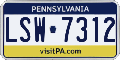 PA license plate LSW7312