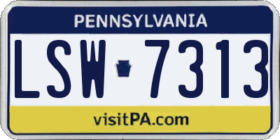 PA license plate LSW7313
