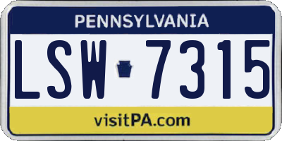 PA license plate LSW7315