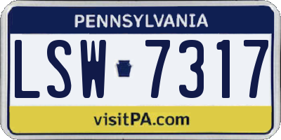 PA license plate LSW7317