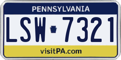 PA license plate LSW7321