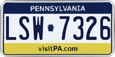 PA license plate LSW7326