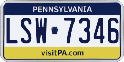 PA license plate LSW7346