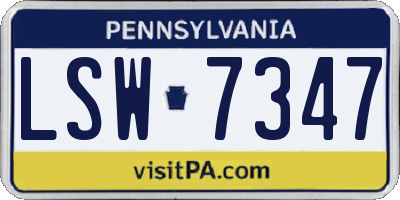 PA license plate LSW7347