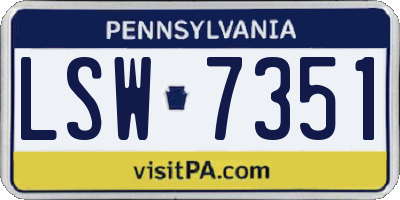 PA license plate LSW7351