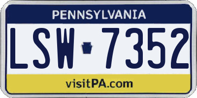 PA license plate LSW7352