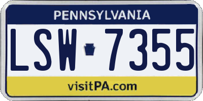 PA license plate LSW7355