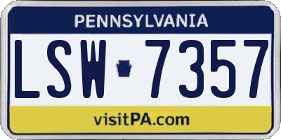 PA license plate LSW7357