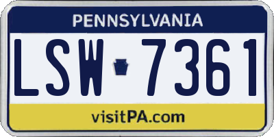 PA license plate LSW7361