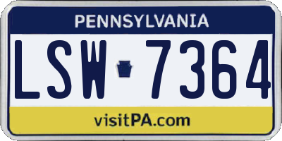PA license plate LSW7364