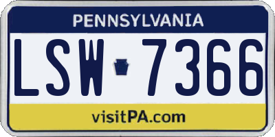 PA license plate LSW7366