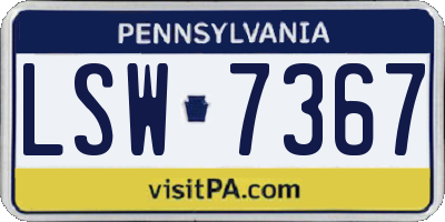 PA license plate LSW7367