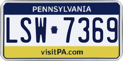 PA license plate LSW7369