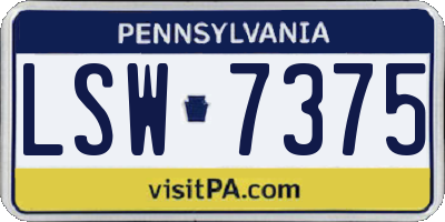 PA license plate LSW7375