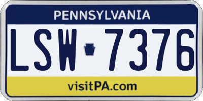 PA license plate LSW7376