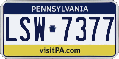 PA license plate LSW7377