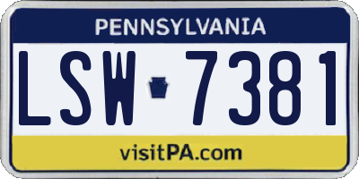 PA license plate LSW7381