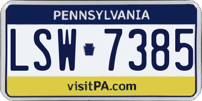 PA license plate LSW7385