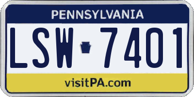 PA license plate LSW7401