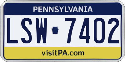 PA license plate LSW7402