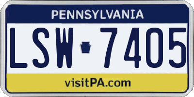 PA license plate LSW7405