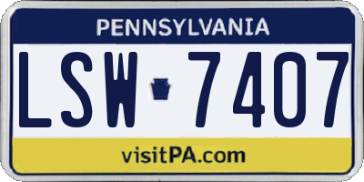 PA license plate LSW7407