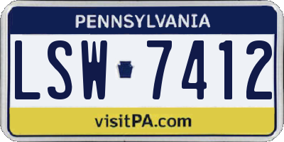 PA license plate LSW7412