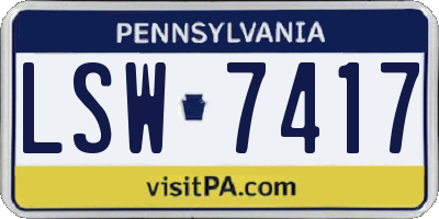 PA license plate LSW7417