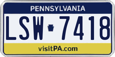 PA license plate LSW7418