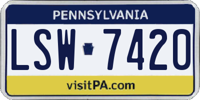 PA license plate LSW7420