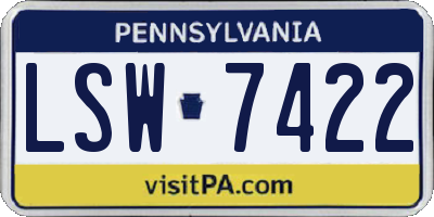 PA license plate LSW7422