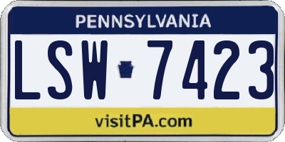 PA license plate LSW7423