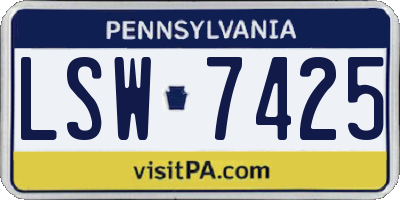 PA license plate LSW7425