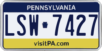 PA license plate LSW7427