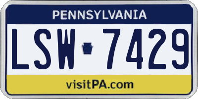 PA license plate LSW7429