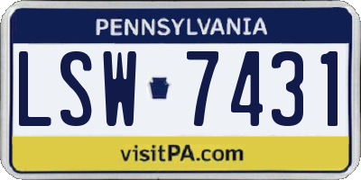 PA license plate LSW7431