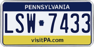 PA license plate LSW7433
