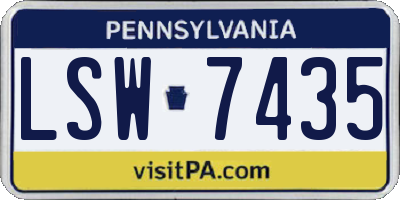 PA license plate LSW7435