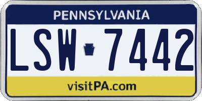 PA license plate LSW7442