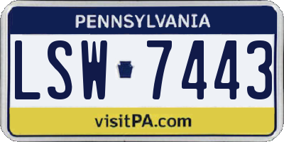 PA license plate LSW7443