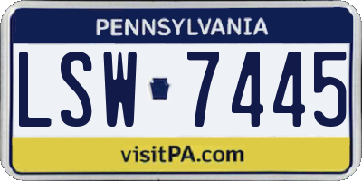 PA license plate LSW7445