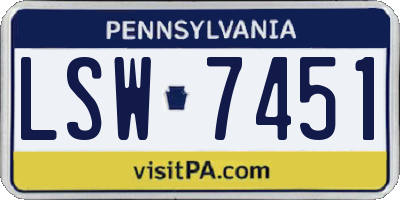 PA license plate LSW7451
