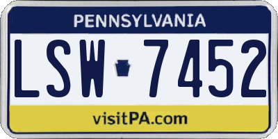 PA license plate LSW7452