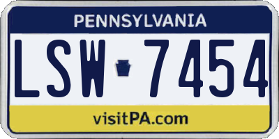 PA license plate LSW7454