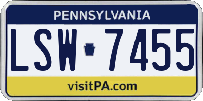 PA license plate LSW7455