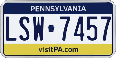 PA license plate LSW7457