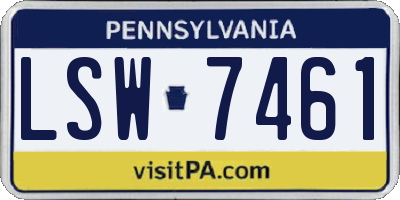 PA license plate LSW7461