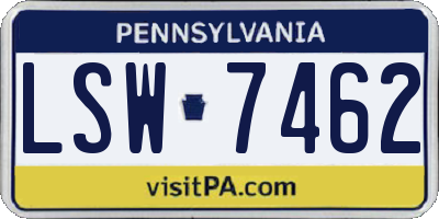 PA license plate LSW7462