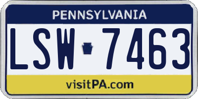PA license plate LSW7463