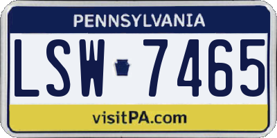 PA license plate LSW7465